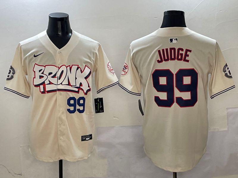 Men New York Yankees #99 Judge Cream four generations Joint Name 2025 Nike MLB Jersey style 4114